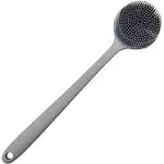 DNC Silicone Back Scrubber for Shower Bath Body Brush with Long Handle, BPA-Free, Hypoallergenic, Eco-Friendly Gray