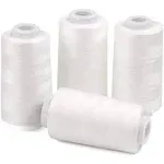 ilauke 4 x 3000 Yards Serger Thread Spools White Polyester Sewing Thread Overlock Cone