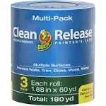 Duck Brand Clean Release Painter's Tape, Blue, 1.88" x 60 Yard 3-Pack