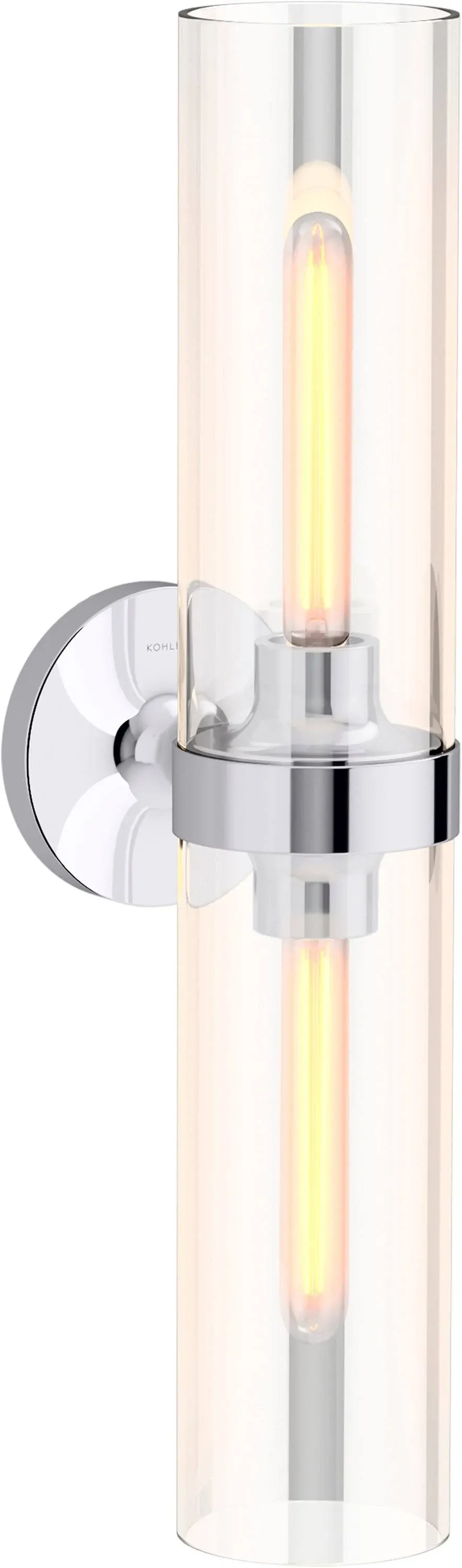 Purist 2 Light Polished Chrome Indoor Bathroom Vanity Light Fixture, UL Listed