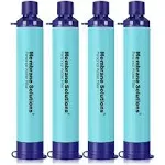 Membrane Solutions Personal Survival Water Filter Straw, Pack of 4, Blue