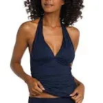 La Blanca Island Goddess Halter Tankini Top , Color Indigo , Size 12