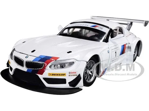 Motor City Classics B-M-W Z4 GT3 #1 White and Silver 1/24 Diecast Model Car by Optimum Diecast 724260