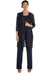 R & M Richards 3-Pc. Sequined Lace Pantsuit & Jacket - 6 / Navy