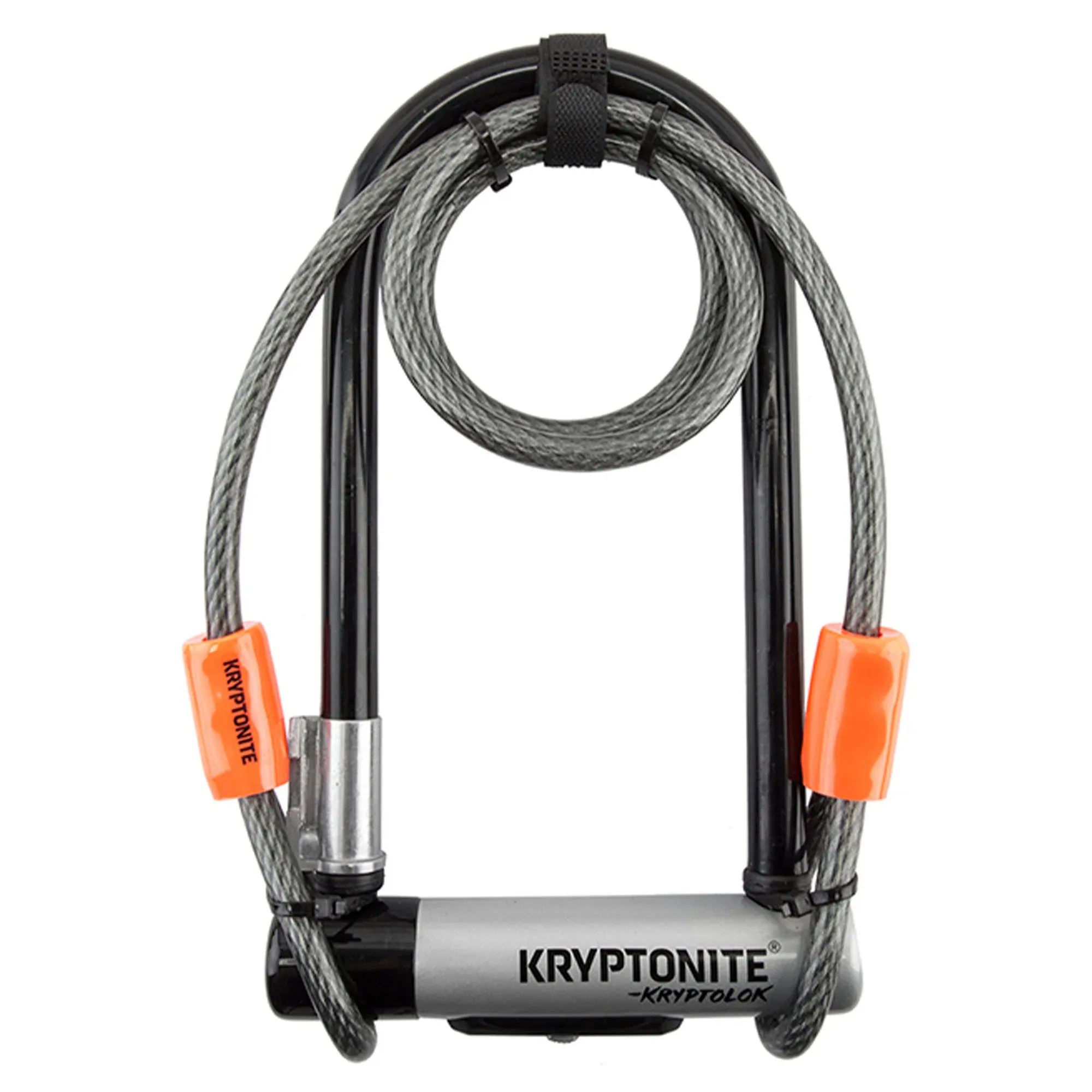 Kryptonite Kryptolok Standard Bike U-Lock with Cable, Heavy Duty Anti-Theft Bicycle U Lock, 12.7mm Shackle and 10mm x 4ft Length Security Cable with Mounting Bracket and Keys