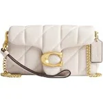 Coach Quilted Pillow Leather Tabby Wristlet with Chain - Chalk