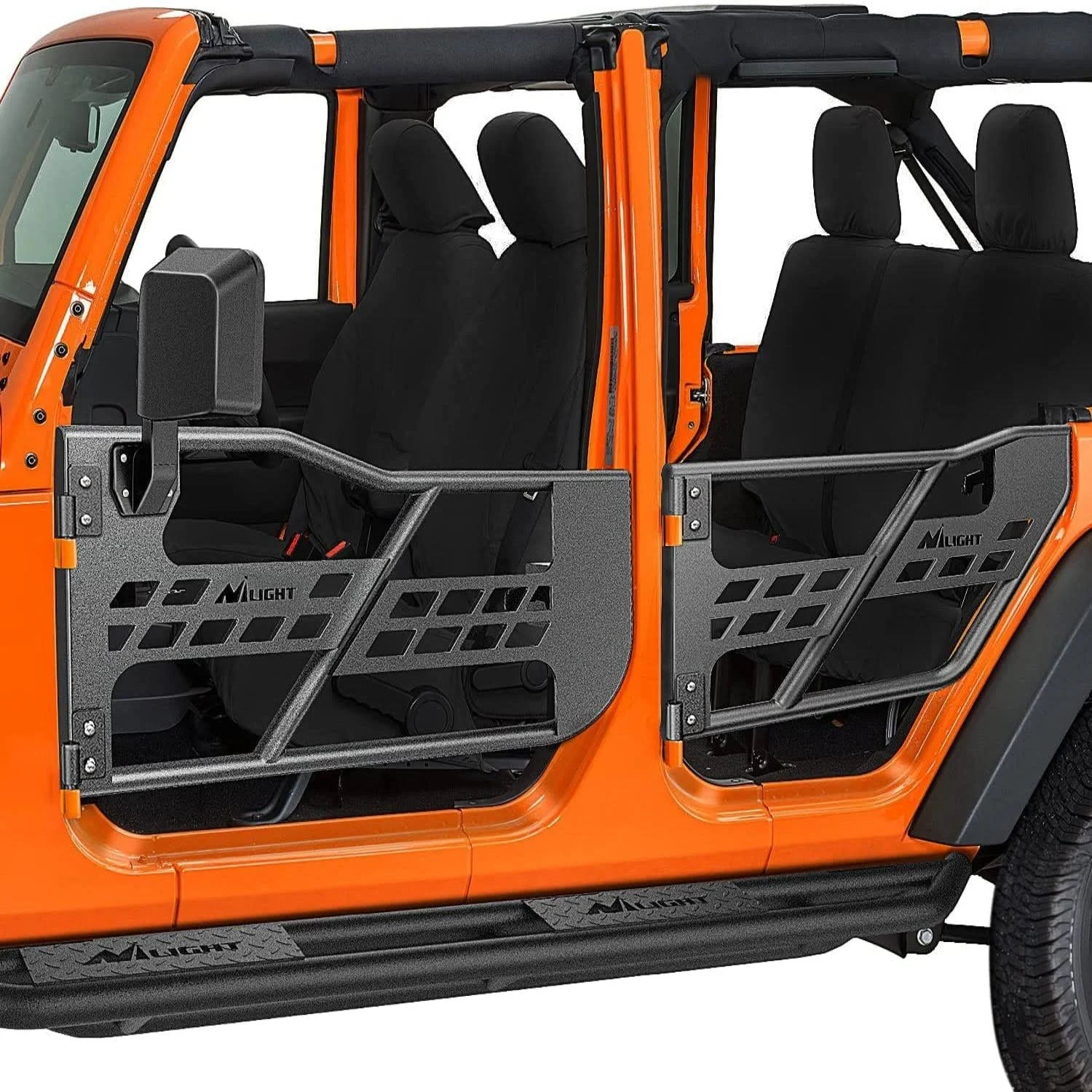 Nilight Tubular Doors with Side View Mirrors for 07-18 Wrangler JK 4 Door