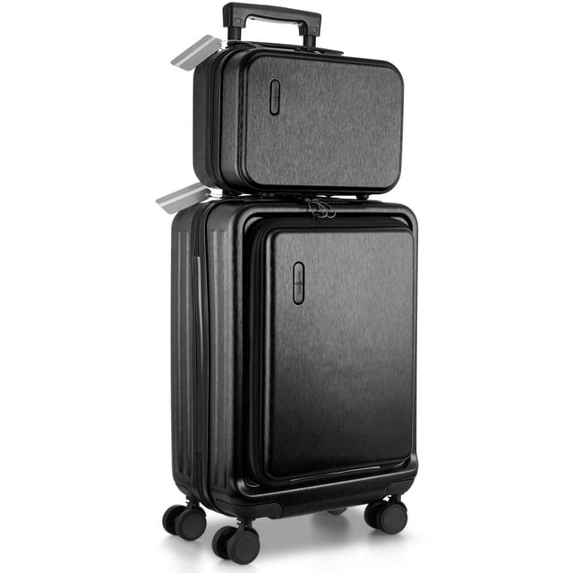 Expandable Luggage Sets 3 Piece Set, Hard Shell Spinner Suitcase Set, 20/24/28In Carry-on and Checked Luggage(Black)