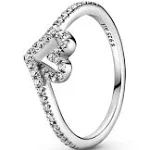 Authentic Pandora #199302C01-54 Sparkling Wishbone Heart Ring Size 7