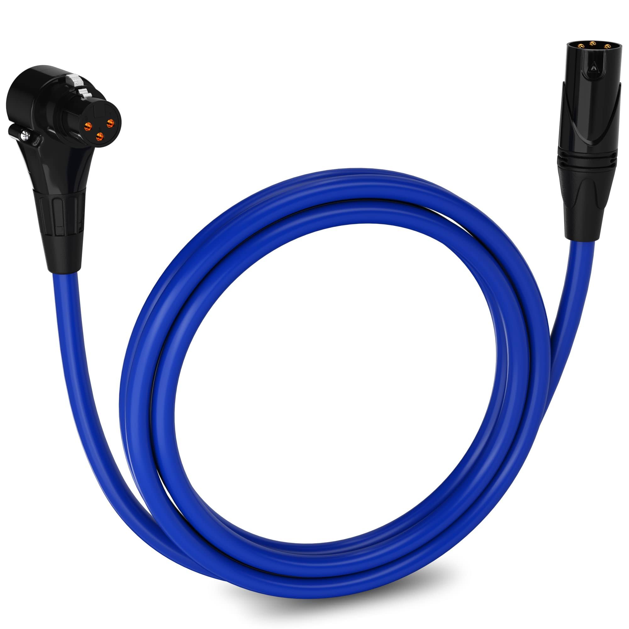 LyxPro 6 Feet Right Angle XLR Microphone Cable, Female to Male XLR Cable - Blue