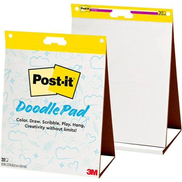 Post-it Doodle Pad, Portable Art Easel, Self-Stick Tabletop Easel Pad, 20 in x 23 in, 20 Sheets/Pad, 2 Pads/Pack (563R-DP)