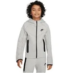 Nike Boys' Sportswear Full-Zip Tech Fleece Hoodie, Large, Black/Black/Black