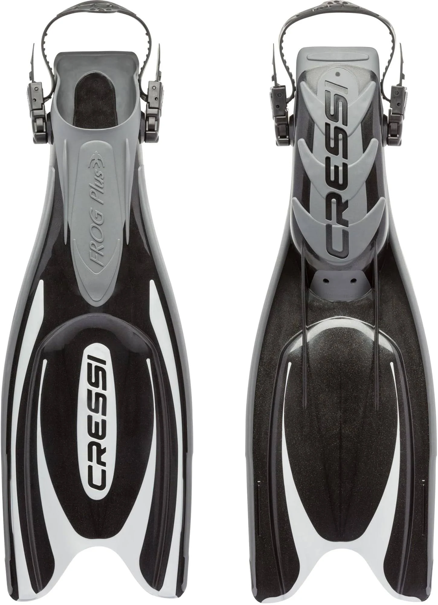 Cressi Frog Plus Adjustable Strap Dive Fins - Black/White