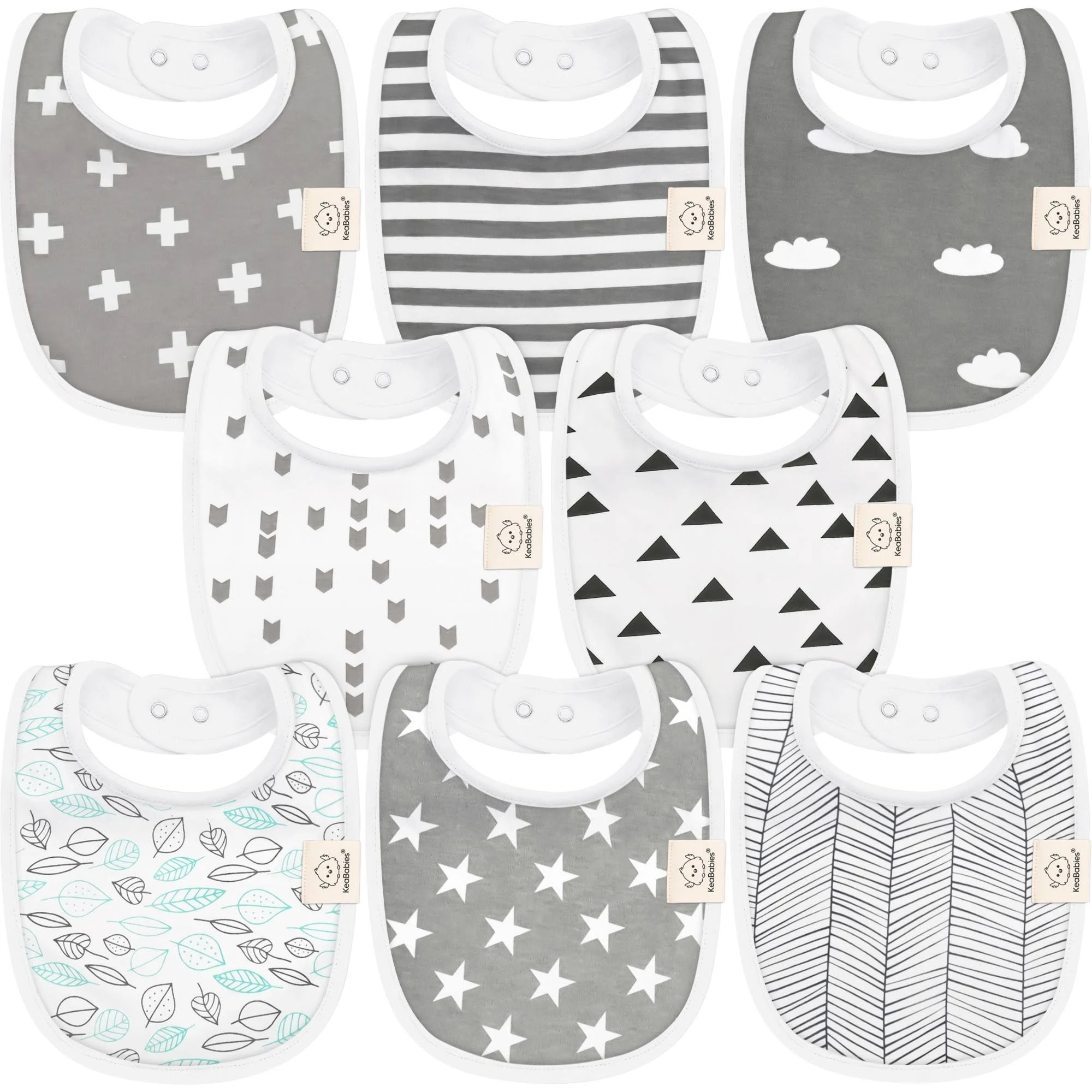 KeaBabies 8-Pack Baby Drool Bibs Azure