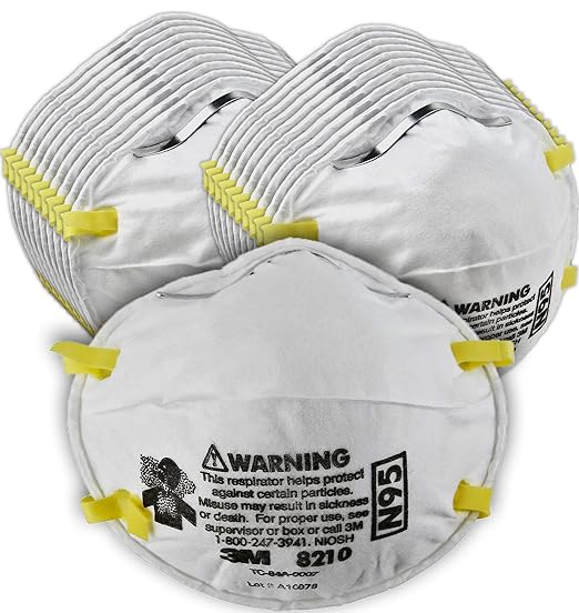 3M Personal Protective Equipment Particulate Respirator 8210, N95, Smoke, Dust, Grinding, Sanding, Sawing, Sweeping, 20/Pack