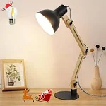 DLLT Wooden Swing Arm LED Desk Lamp, Wood Architect Table Lamp, Pixar Multi-Joint ...