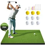 Golf Hitting Mat, 5x4ft Artificial Golf Turf Practice Mat for Outdoor & Indoor Training, Thicken Golf Hitting Training Matt with 9 Golf Balls 9 Golf Tee for Backyard