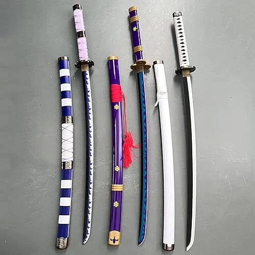 Forgemith Bamboo Anime Cosplay Swords：Roronoa Zoro/Kitetsu/Yama Enma/Trafalgar Law/Kozuki Oden/Edward Newgate,About 40.75/59 Inches,Anime Original Texture,for Role-Playing,Stage Performance and Gift