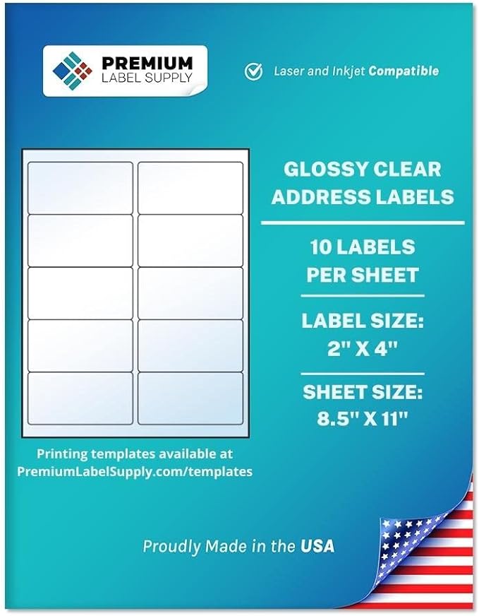 Online Labels 4 x 2 Clear Gloss Rectangle Labels