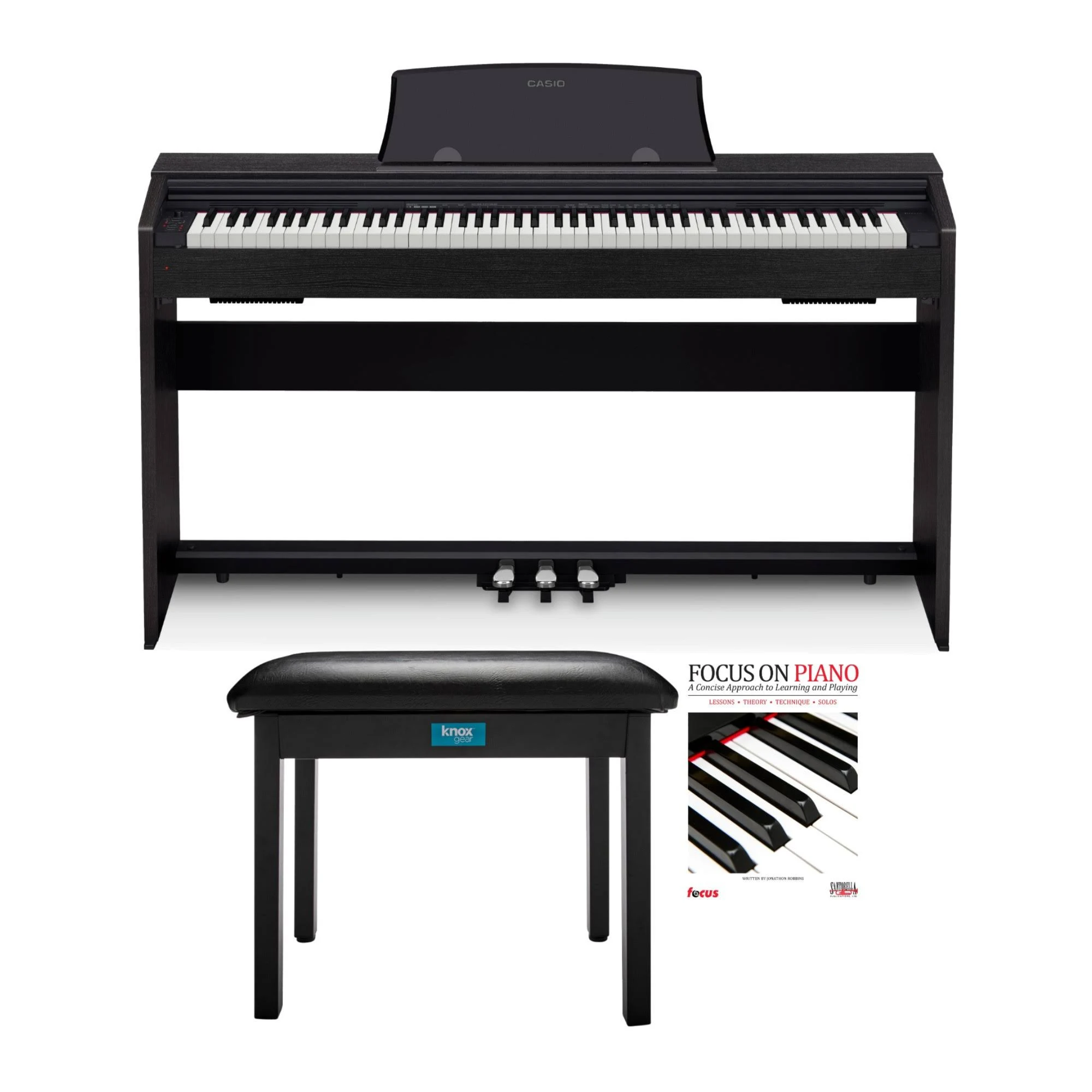 Casio PX-770BK Privia Digital Home Piano with Keyboard Bench and Learning Book