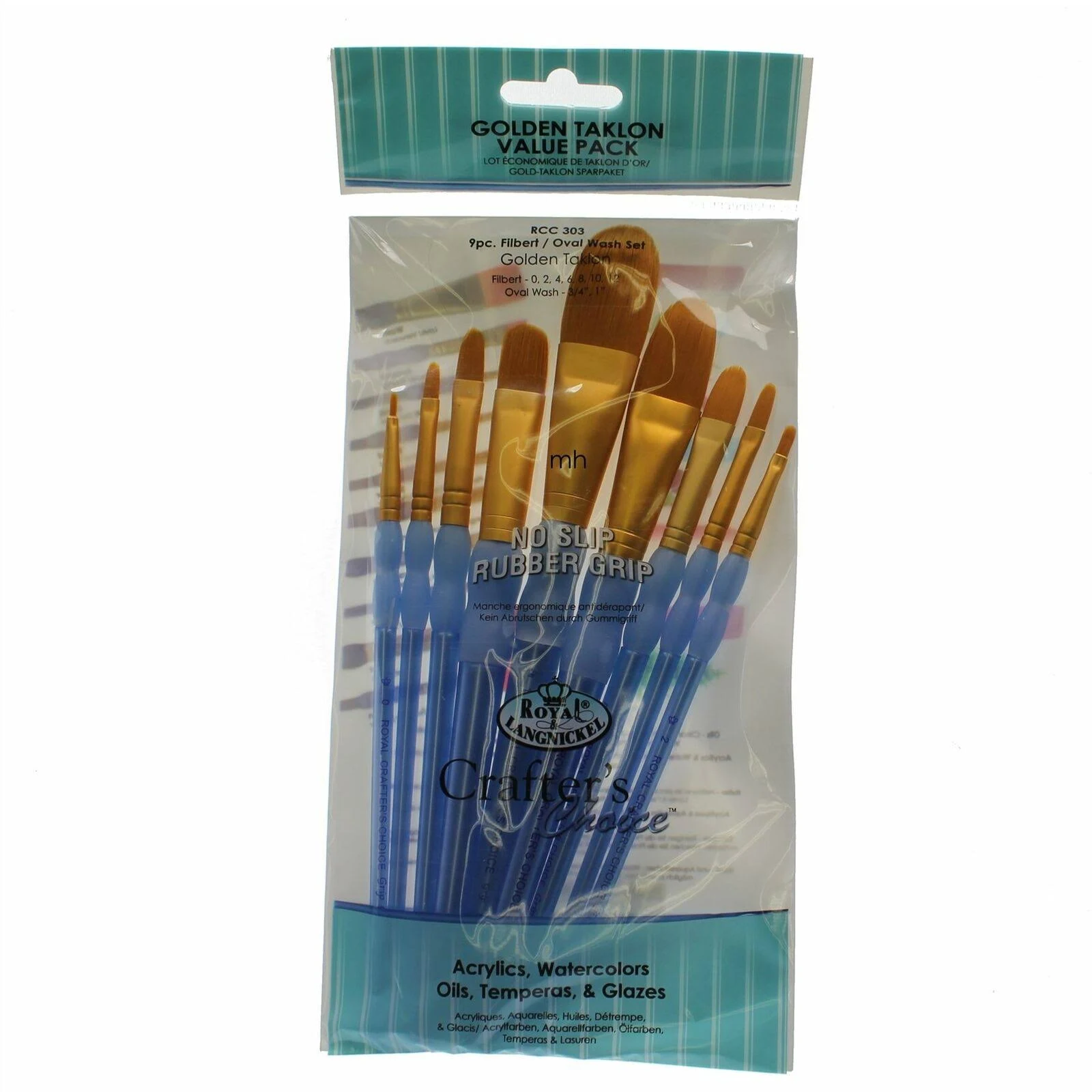 Royal Crafters Choice Gold Taklon Artist- Brush Sets (Filbert,Round<wbr/>,Shader etc)