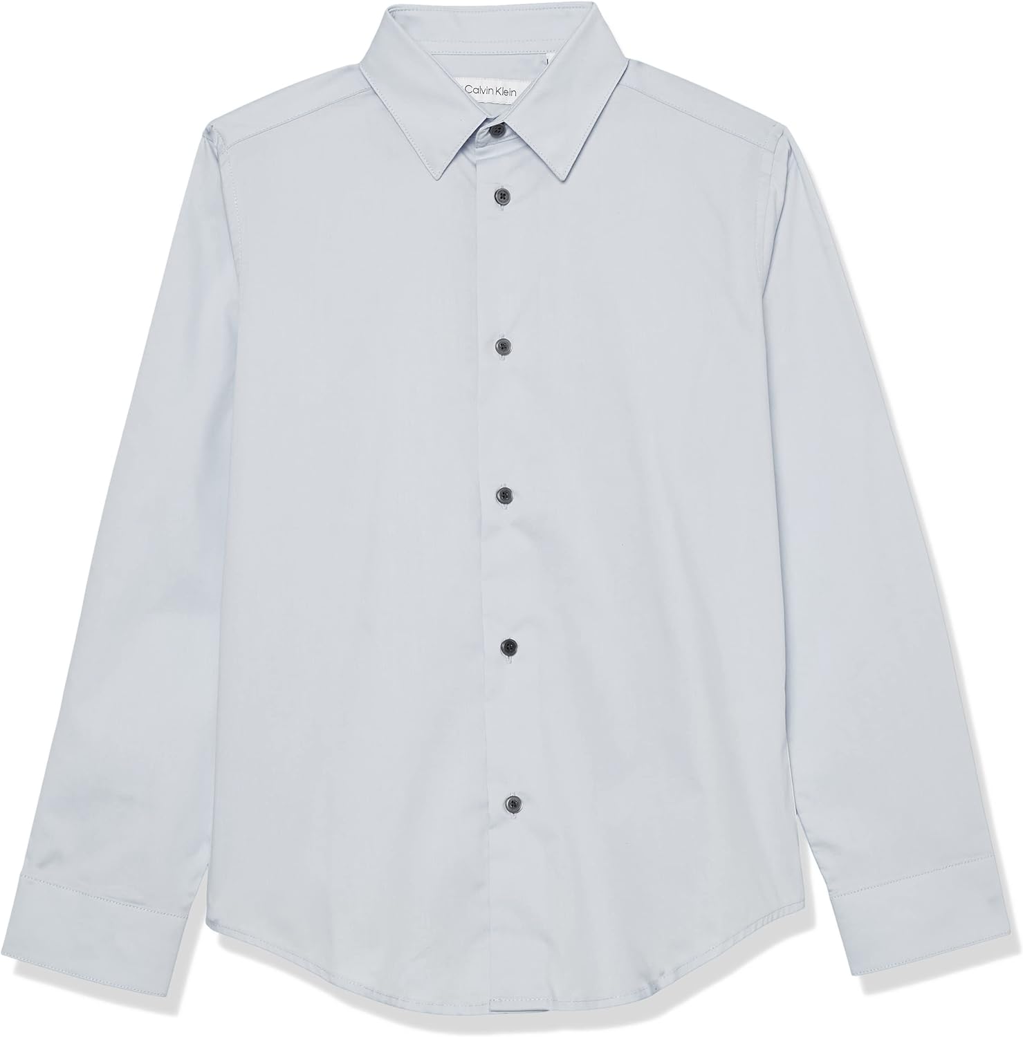 Calvin Klein Big Boys Slim Fit Solid Stretch Poplin Shirt - Silver