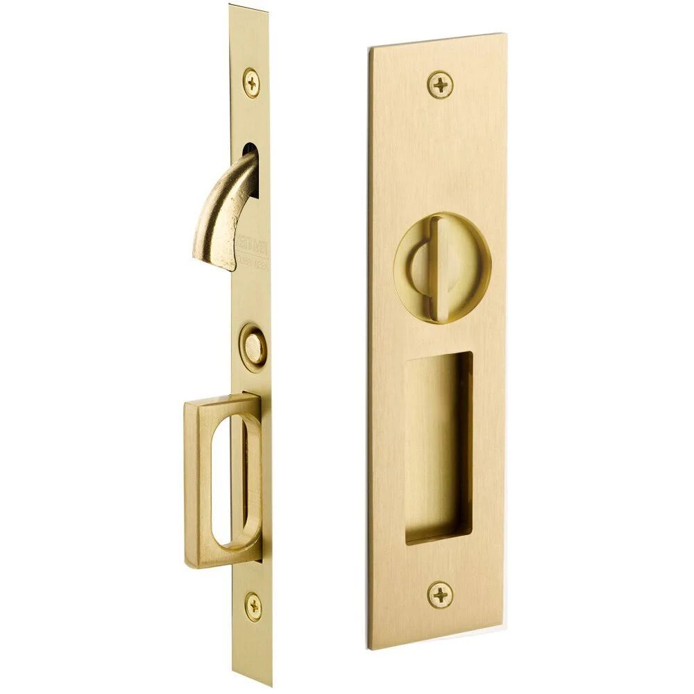 Emtek Pocket Door Mortise - Narrow Modern Rectangular Privacy Function (Satin Brass)