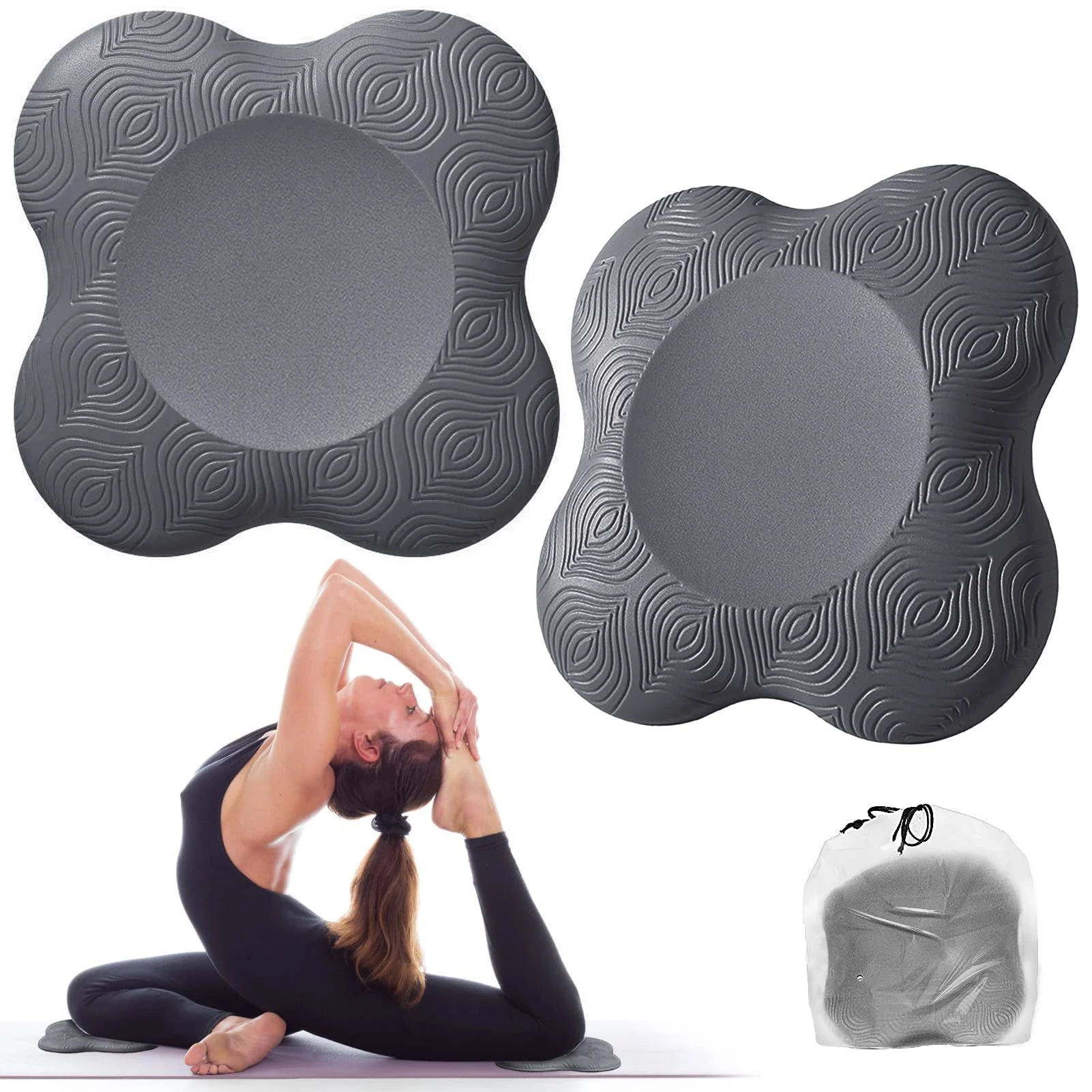 2PCS Yoga Knee Pad, Non-slip Yoga Mats for Women Kneeling Support for Yoga Comfortable & Lightweight Yoga Knee Pads Cushion for Knees, Hands, Wrists, and Elbows