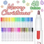 Shuttle Art Double Line Outline Markers, 40 Colors Squiggles Shimmer M