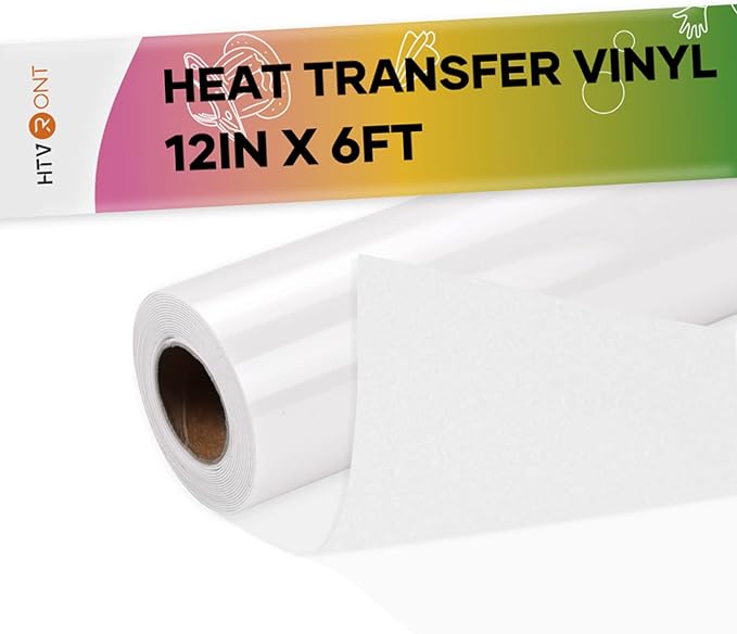 HTVRONT White Flock HTV Heat Transfer Vinyl-12" x 6FT Flock HTV Vinyl Roll for T-Shirts, Flocked Iron on Vinyl for Cricut & Heat Press Machine- Easy to Cut & Weed Flock Vinyl Heat Transfer (White)