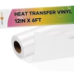 HTVRONT White Flock HTV Heat Transfer Vinyl-12" x 6FT Flock HTV Vinyl Roll for T-Shirts, Flocked Iron on Vinyl for Cricut & Heat Press Machine- Easy to Cut & Weed Flock Vinyl Heat Transfer (White)