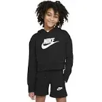 Nike Sportswear Club French Terry Cropped Hoodie - Girls' Black / White M