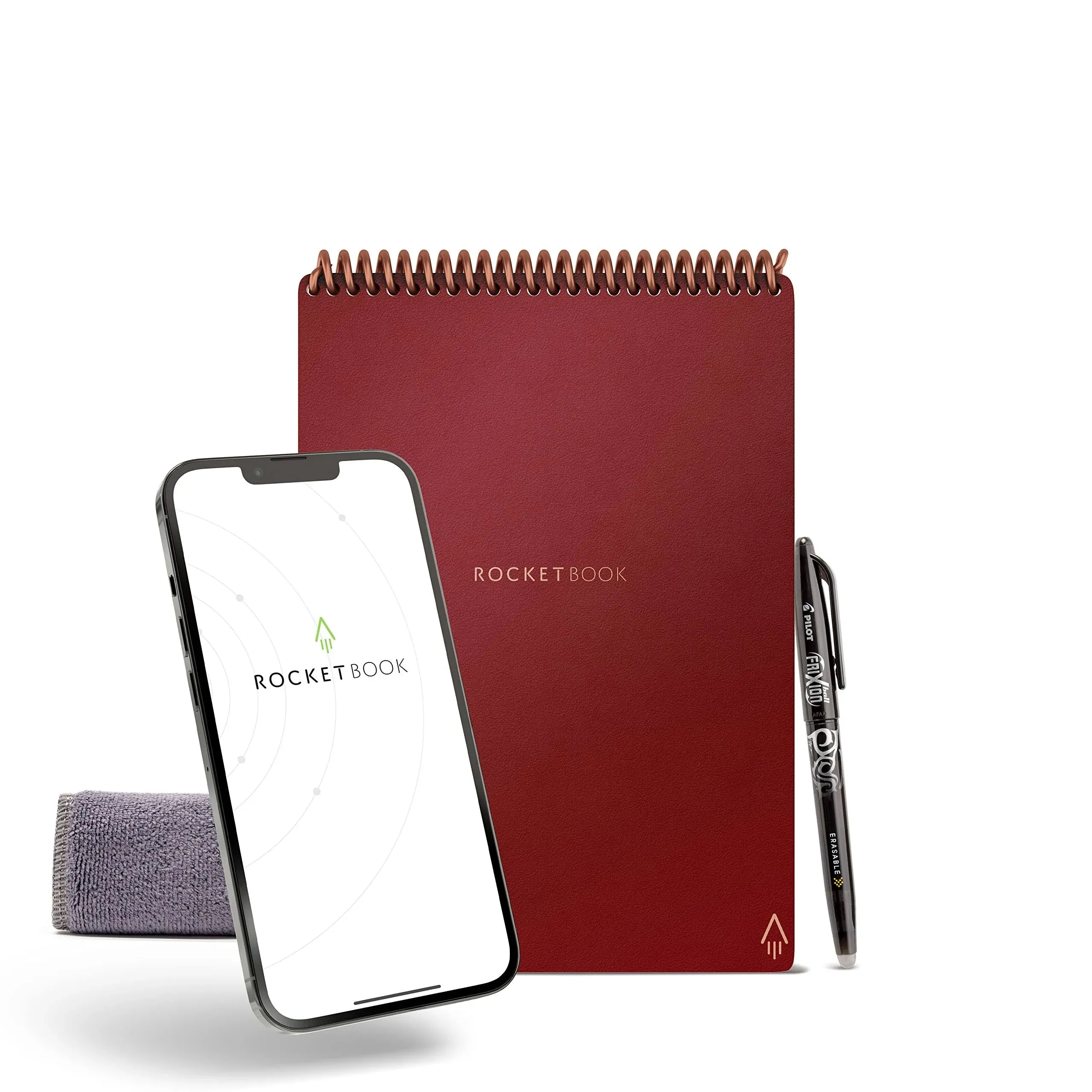 Rocketbook Smart Reusable Notebook, Flip Executive Size Spiral Notebook, Scarlet Sky, (6" x 8.8")