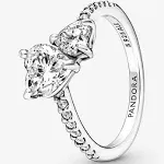 Pandora Double Heart Sparkling Ring 56 (Size 7.5)