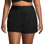 Lands' End Women's Plus Size 5 inch Quick Dry Swim Shorts with Panty - 26W - Black