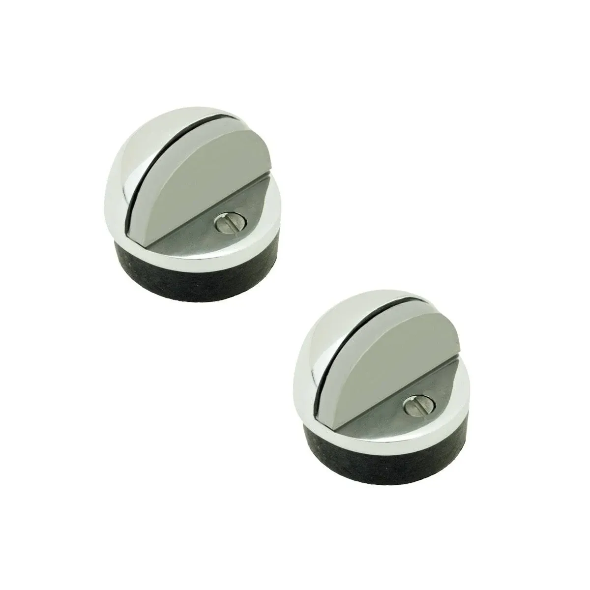 Renovators Supply Bathroom Door Stoppers 1.65 in. Brass Dome Shaped Floor Mount Door Stop with Chrome Finish Pack of 2