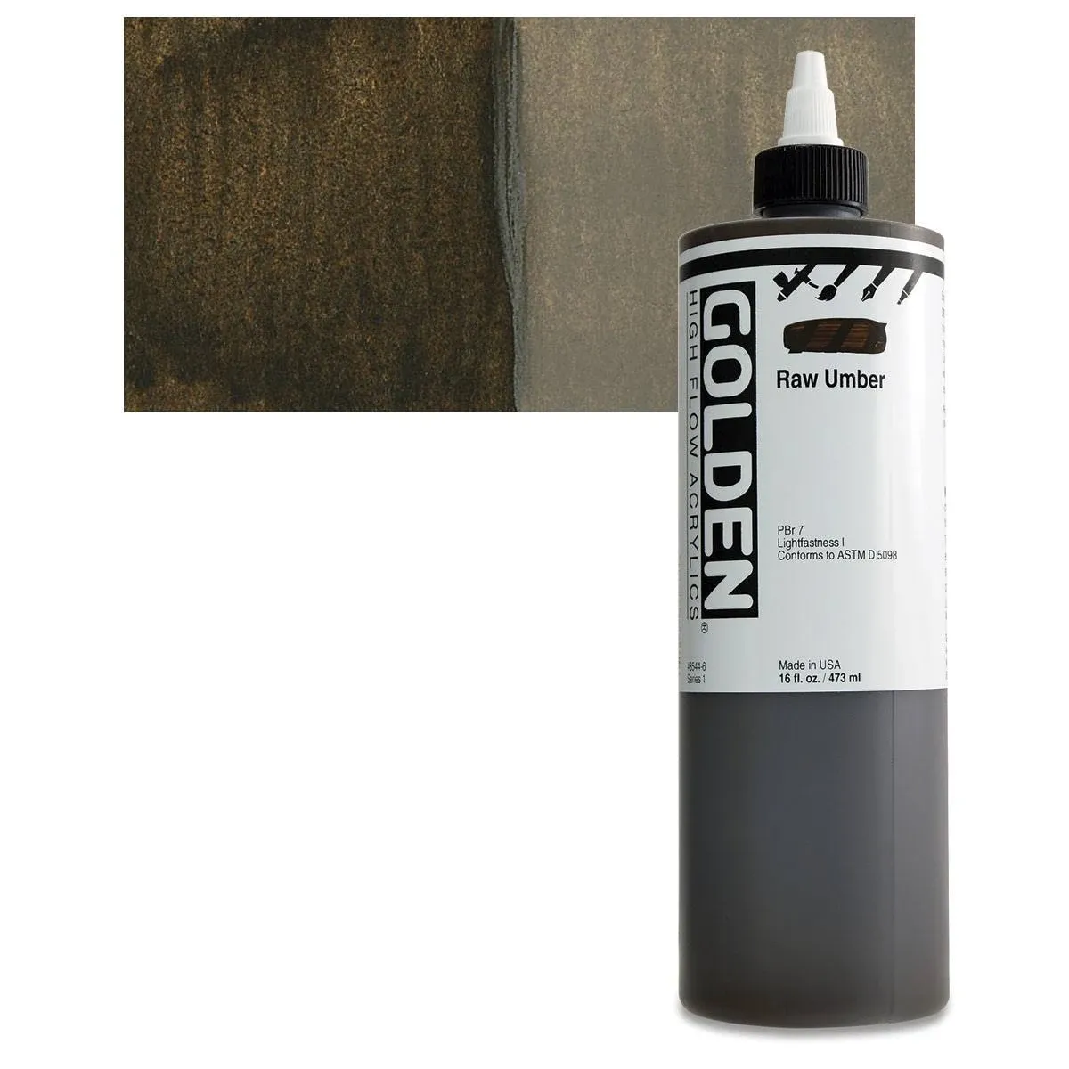 Golden High Flow Acrylics - Raw Umber, 16 oz bottle