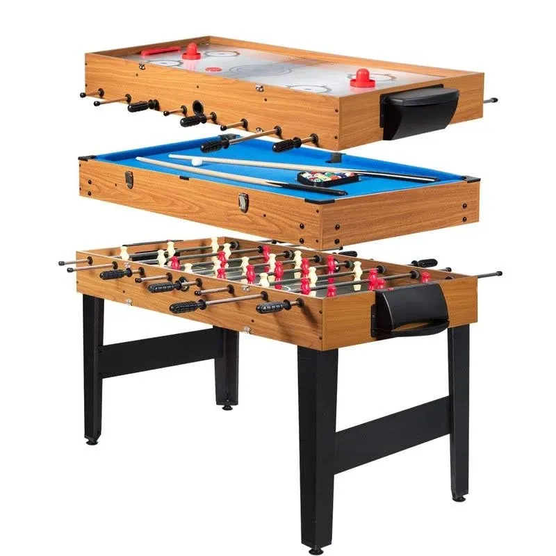 48" 3-in-1 Multi Combo Football Billiards Pool Hockey Game Table