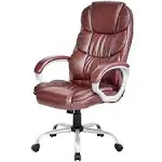 FDW Office Chair Computer High Back Adjustable Ergonomic Desk Chair Executive PU Leather Swivel Task Chair with Armrests Lumbar Support (Brown)