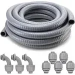 1/2-Inch Non-Metallic Liquid-Tight Conduit and Connector Kit, 25 Foot  Flexib...