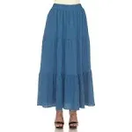 White Mark Plus Size Pleated Tiered Maxi Skirt