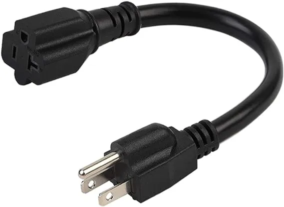 15 Amp to 20 Amp Plug Adapter Cable [UL Listed] 12AWG (1-Foot) NEMA 5-15P to 5-15/20R (Comb 20Amp T Blade) 15 Amp Household Plug to 20 Amp T-Blade AC Power Cable