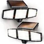  Solar Triple Head Flood Lights - 3500K, 1000 Lumens, Adjustab