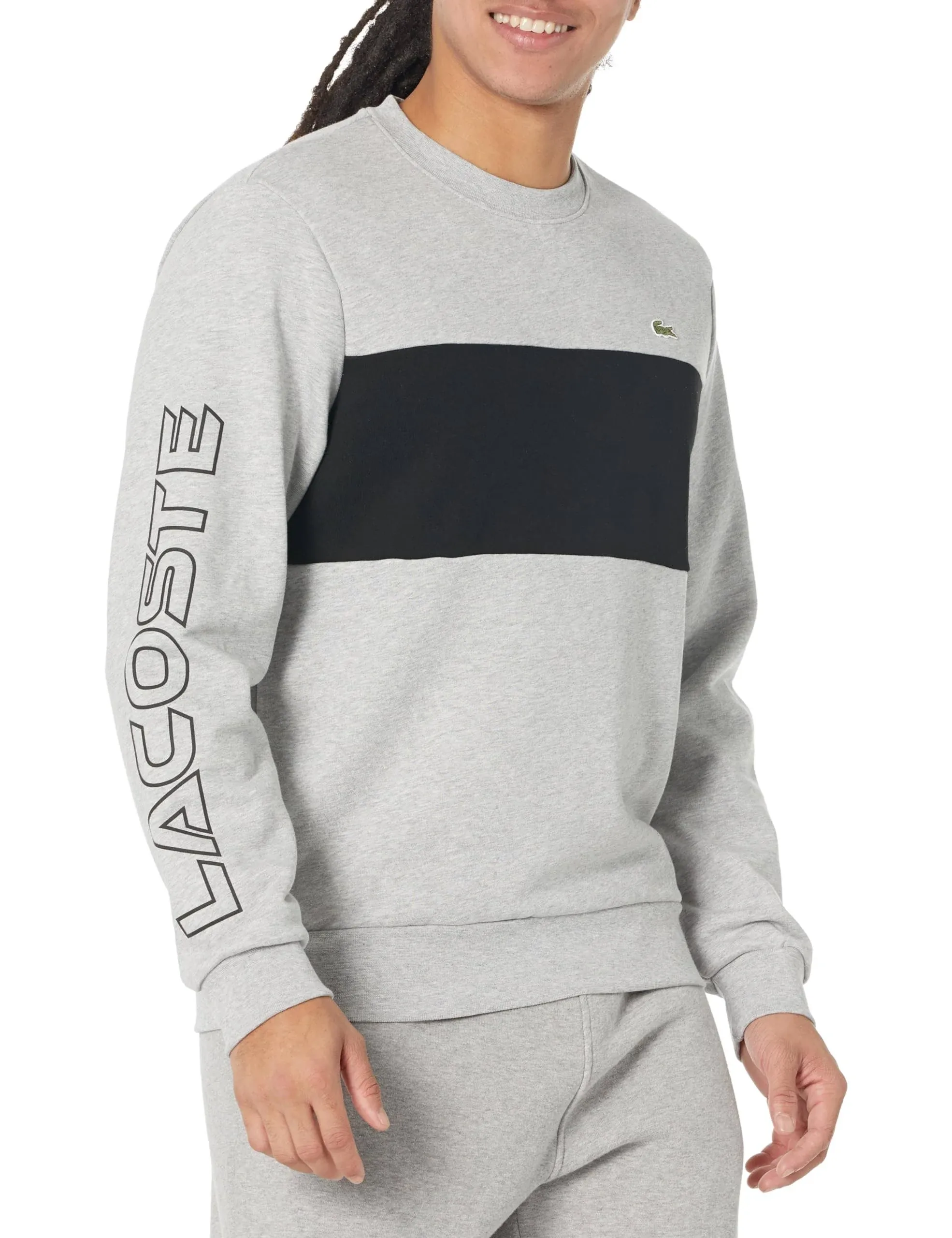 Lacoste Mens Classic Fit 3D Print Colorblock Sweatshirt