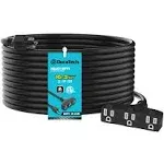 DuraTech Extension Cord 50 ft, Outdoor Extension Cord with Multiple Outlets, 16/3 SJT, 13 Amps, 3 Prong Plug, Heavy Duty Extension Cord Power Strip, Blue