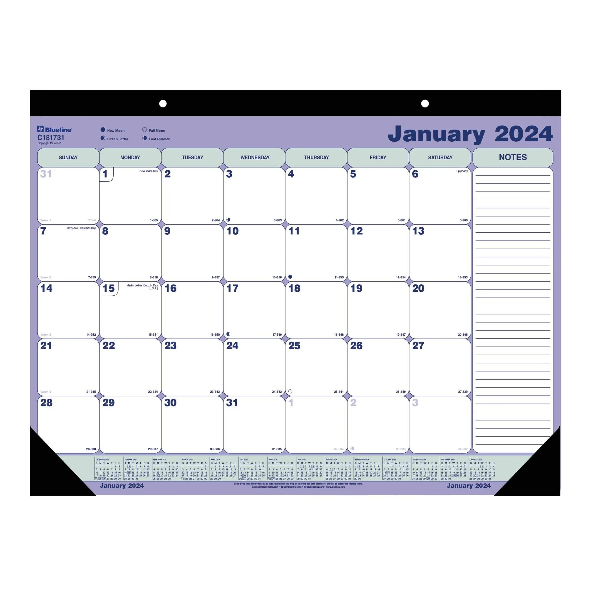 Blueline Monthly Desk Pad Calendar 2025