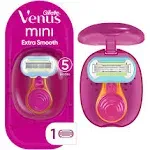 Venus Mini Extra Smooth On The Go Women's Razor + 1 Razor Blade Refill + 1 Travel Case - Trial Size