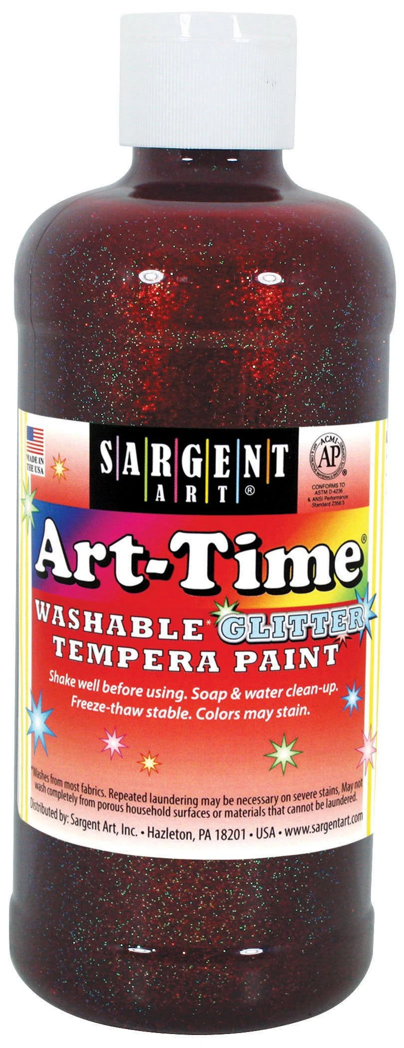 Sargent Art Art-Time Washable Glitter Tempera, 16 oz., Red