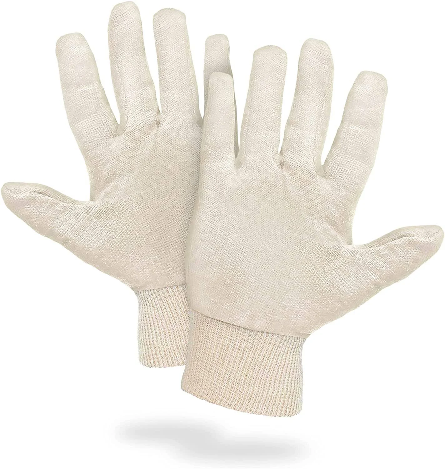 ABC Pack of 24 Natural Color Jersey Gloves, 10 Inch.Cotton and Polyester Jersey Gloves for Women and Men. Cotton Jersey Work Gloves with Elastic Knitted Wrists. Washable Cotton Garden Gloves