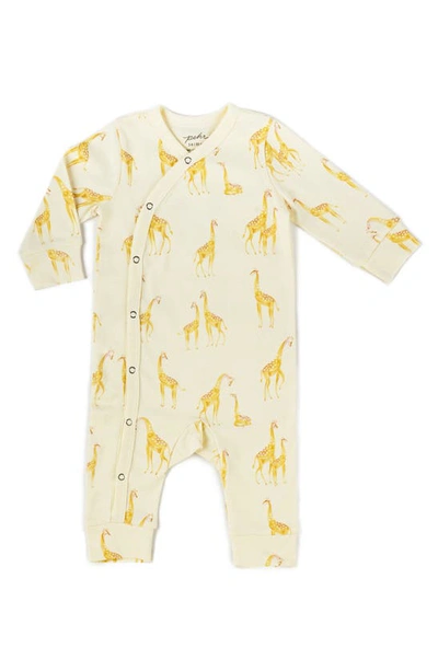 Pehr Follow Me Giraffe Organic Cotton Romper in Yellow